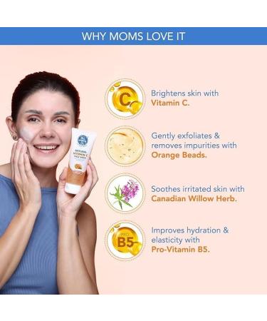 The Moms Co Natural Simple Vitamin C Face Wash for Women & Men | Clean & Glowing Skin I Oil Free Look I Orange Beads & Chemical Free I 80 ml - Buy Online on GoSupps.com