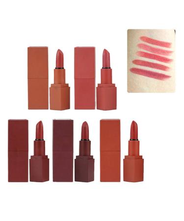 Yosoo 5Pcs Matte Lipstick Set - Long-Lasting Waterproof & Non-Stick Cup - Rouge Lip Gloss for Smooth Hydrated Lips | International Shipping Available - Buy Online on GoSupps.com