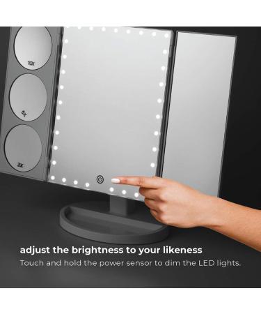 Home Zone Living Large Tri-Fold Makeup Vanity Mirror with LED Lights, 10X Magnification - White LA62000V - Buy Online on GoSupps.com