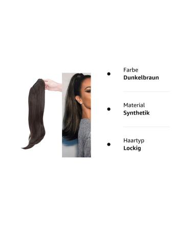 55 cm Curly Clip-in Ponytail Extensions | Wavy Synthetic Hair for Women - Dark Brown - Buy Online on GoSupps.com