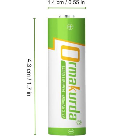 14430 Lifepo4 Solar Battery - 3.2V Rechargeable Batteries for Solar Lights Toothbrush Shaver Flashlight - 4 Pack | International Shipping Available - Buy Online on GoSupps.com