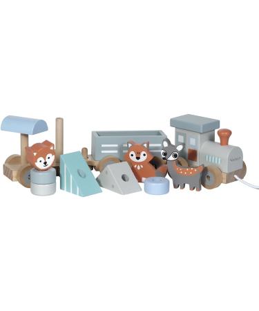 Kindsgut Holz-Reisenbahn - Sustainable Wooden Train Set with Zoo Animals | High-Quality Eco-Friendly Toy in Dark Gray - Buy Online on GoSupps.com
