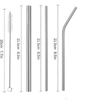 Metal Straws Reusable Stainless Steel Straws Bubble Tea Drinking with Silicone Tip and Carrying Pack Mix Straw 2 Cleaning Brush and for Smoothie Milk Cocktail Milkshake Cold/Hot Drinks(Silver) - Buy Online on GoSupps.com