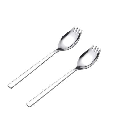 Spork,Healthy & Eco-Friendly Spoon, Fork, Stainless Steel Sporks for Everyday Household Use and Outdoor Camping, Multifunctional Spork for Adults, Children, Senior Citizens and the Disabled, 2-Pack large size