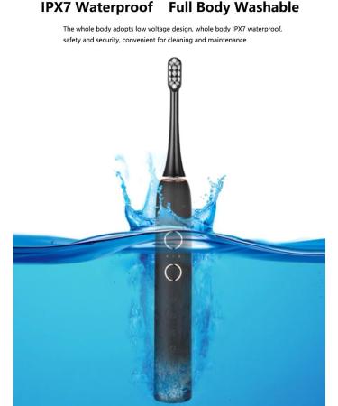 Sonic Electric Toothbrush for Adults - IPX7 Waterproof 4 Brush Heads 4 Modes 3 Intensity Levels 2 Minute Timer - Black - Buy Online on GoSupps.com