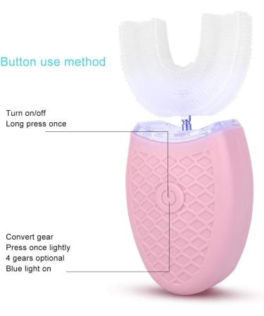 GOTOTOP Electric Toothbrush - U-Shape Head 4 Cleaning Modes IPX7 Waterproof Pink - Ultimate Vibration Cleaning & Cold Light Technology - Buy Online on GoSupps.com