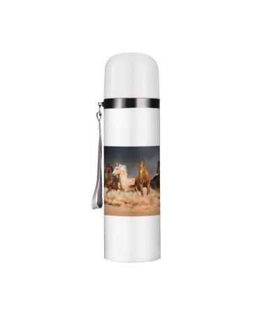 Running Horses Insulated Water Bottle 19 OZ Stainless Steel Travel Mug For Drink Sports Camping Hiking Outdoors