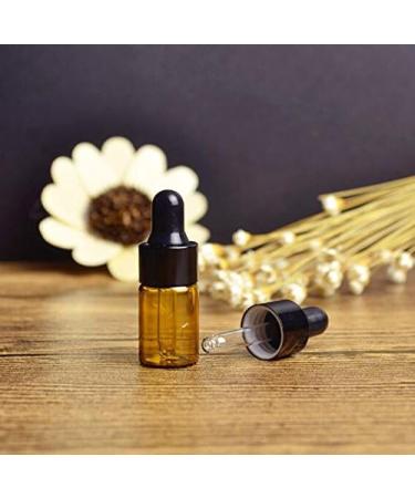 24 Mini Amber Glass Essential Oil Drip Bottles with Black Rubber Caps - Perfect for Cosmetics Perfume & Sample Liquid Storage (1ml) - Buy Online on GoSupps.com