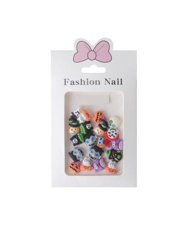 FEIlei 20Pcs Halloween Resin Nail Charms Pumpkin Wizard Skull Nail Art Decorations
