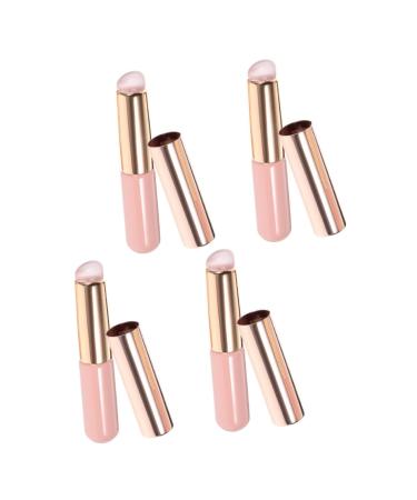 4pcs Lip Brush Makeup Brush Lip Brush Lip Applicator for Lip Balm Lipstick Brush Applicator Women Makeup Tools Lip Applicator for Lipstick Pink Lip With Cover Wood