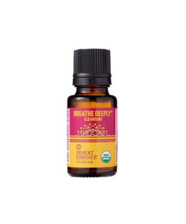 Desert Essence Organic Essential Oil - Breathe Deeply - Cleansing - 0.5 Fl Oz - Freshens Air - Clarifying Scent - Shoe Deodorizer - Yoga or Meditation Practice - Promotes Peace & Comfort Breathe Deeply 0.5 Fluid Ounce