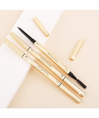 Waterproof Brown Brow Pencil & Eyeshadow Set with Spoolie | Dark Brown - Gold Bar Double-Headed Chopsticks Eyebrow Pencil - Buy Online on GoSupps.com