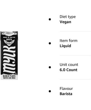Rebel Kitchen - Barista Mylk - Organic Milk Alternative Free From Dairy - 6x 1 Litre - Carbon Neutral - Plant Based Barista Milk - Vegan Certified - Buy Online on GoSupps.com