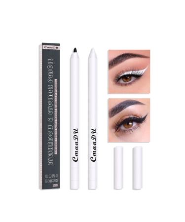 Waterproof Eyeliner Glue, Professional Eyeliner, Gel Pen, Long Lasting Makeup Pen, Black Eyeliner and White Eyeliner, 2 Colors