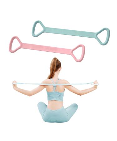 Figure 8 Resistance Band Arm Back Shoulder Exercise Elastic Rope Stretch Fitness Band Foot Leg Hand Stretcher Arm Exerciser for Yoga Pilates Stretching Physical Therapy Home Gym Workout(Pink