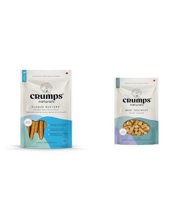 Crumps' Naturals PB-WP-7" Plaque Busters with Pumpkin Spice 7"- 10 Pack (270g/9.5oz) & Crumps Naturals Mini Trainers Duck (semi-Moist) 4.7oz
