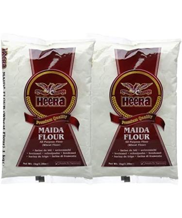 Heera Maida Flour | 1Kg | All Purpose Flour | Refined Wheat Flour Maida | Vegan | Gluten Friendly | Non-GMO | Indian Origin (Pack of 2)