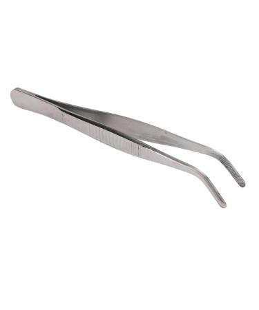 Tweezers Tool Portable Erosion Resistant Stainless Steel Tip Tweezers with Serrated Edge Easy to Clean for Watch Repair Bag (Curved Round Tip)