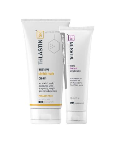TriLASTIN-SR Intensive Stretch Mark Cream Bundle with Hydro-Thermal Accelerator (5.5  3 oz)  Fast-Acting Stretch Marks Remover with Absorption Enhancing Serum  Hypoallergenic  Paraben-free