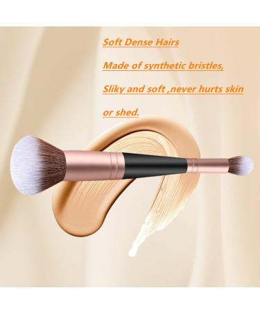 Premium Double-Sided Makeup Brushes | Synthetic Powder & Contour Brush | Rose Gold Makeup Tools - International Shipping Available - Buy Online on GoSupps.com