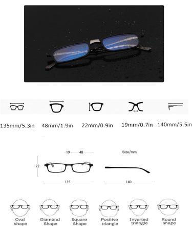 NYASAA Ultra-Thin Foldable Reading Glasses | Anti Blue Light Portable Eyeglasses for Men & Women | 1.00x Black - Perfect for Travel - Buy Online on GoSupps.com