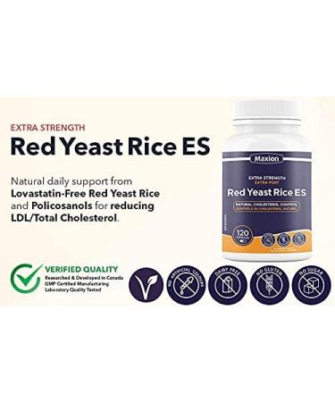 Maxion Red Yeast Rice Extra Strength for Natural Cholesterol Control Helps Reduce LDL/Total Cholesterol Levels 120 Capsules (1) - Buy Online on GoSupps.com