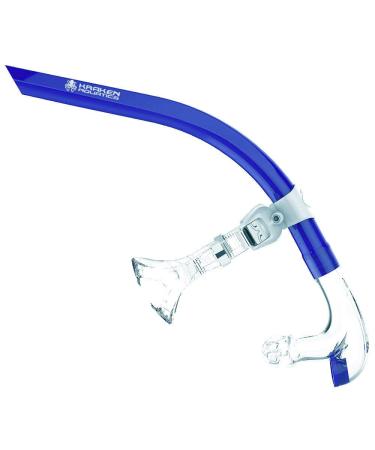 Kraken Aquatics Swim Snorkel for Lap Swimming, Swimmers Training and Pool Therapy Equipment | Quality Adult Center Mount Snorkel with Comfortable Silicone Mouthpiece and One-Way Purge Valve | Blue