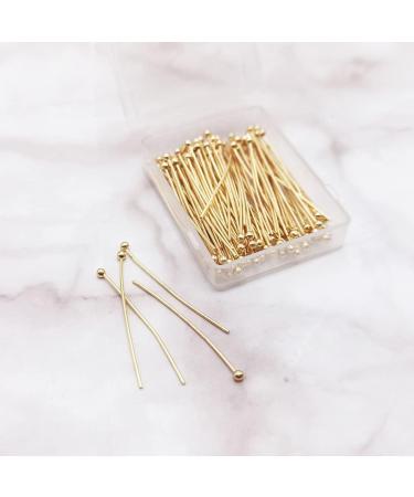 INSPIRELLE 100PCS Gold Plated Brass Ball Head Pins 22 Gauge Satin Pins - 30mm (1.2 Inch) Long for DIY Jewelry Making - Buy Online on GoSupps.com