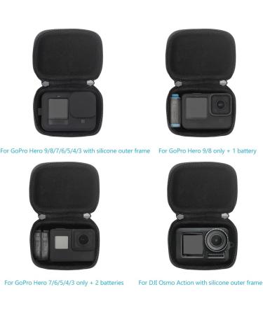 JSVER Hard Shell Carrying Case for GoPro Hero 10/11/9/8/7/6/5/4/3, Osmo Action, AKASO EK7000 - Black - Buy Online on GoSupps.com