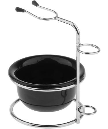 Stainless Steel Shaving Brush Stand Holder & Acrylic Shaving Bowl Set - Buy Online on GoSupps.com
