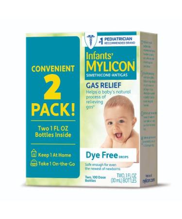 Infants' Mylicon Gas Relief Drops for Infants and Babies, Dye Free Formula, 1 Fluid Ounce, Twin Pack 2 Pack Gas Relief (2.0oz)