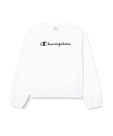 Champion Unisex Kids Legacy American Classics Powerblend Logo Boxy Crewneck Sweatshirt 11-12 Years Bianco