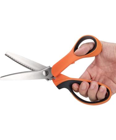 Pinking Shears Set - 2 PCS Serrated & Scalloped Edge Zig-zag Scissors by Arcanthite - Ideal for Fabric, Leather & Paper - Pinking Dressmaking Sewing Scissors AT-002-A Orange - Buy Online on GoSupps.com