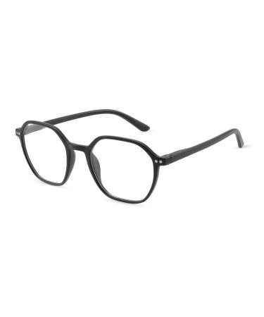 ZENOTTIC Blue Light Blocking Glasses Hexagonal Eyeglasses Frames Anti Blue Ray Glasses Computer Glasses Women/Men Black 1.5x