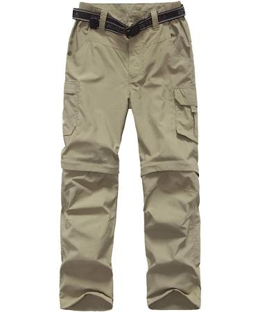 Boys Convertible Hiking Pants | Lightweight Quick Dry Zip Off | UPF 50+ Cargo Trousers Khaki 12-14 Years - Buy Online on GoSupps.com