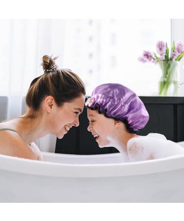 TCOTBE 3 Pcs Kids Shower Caps - Double Layer Soft Bonnets for Girls | Breathable & Reusable Bath Hats | Adjustable Head Wrap for Comfortable Bath Time - Buy Online on GoSupps.com