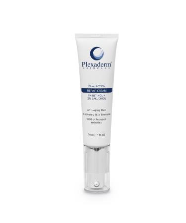 Plexaderm Dual Action Repair 1% Retinol Face Cream. Anti Aging Cream Serum with Retinol  Bakuchiol  and Hyaluronic Acid to Fight Fine Lines and Wrinkles  1 fl. oz.