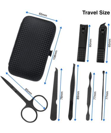 aRK Manicure set Nail Clippers Professional Fingernail & Toenail grooming Kit Tweezers Eyebrow Scissors for mens and women Travel size 7Pcs Nail Care Tools with Black Case - Buy Online on GoSupps.com