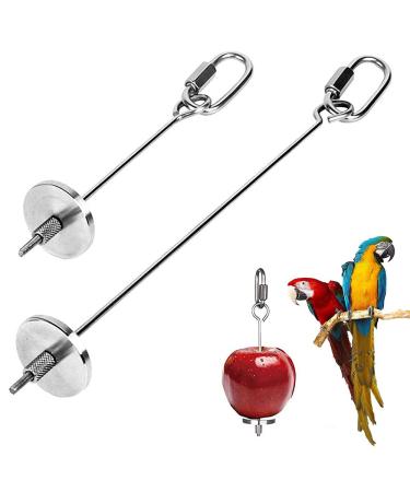 2 pieces of parrot fruit holder parrot vegetable owners stainless steel parrot fruit stick holder stainless steel parrot holder fruit holder birds for bird cages Parrot vegetables fruit tools