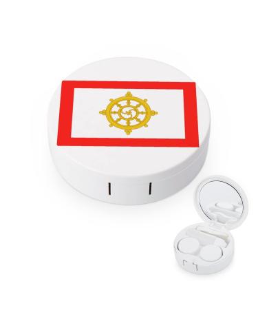 Sikkim Flag Round Case For Contact Lens Kit Storage Box with Mirror Printed