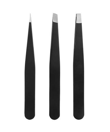 3 Piece Eyebrow Tweezers Set with Box Professional Stainless Steel Precision Tweezers for Eyebrows Plucking Ingrown Hair Splinter Hair and Facial Hair Remover
