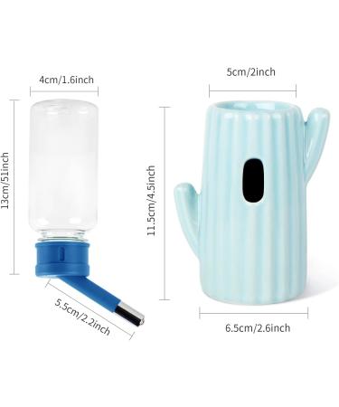 BUCATSTATE Ceramic Cactus Hamster Water Bottle 120ml - Leakproof Guinea Pig & Rabbit Water Feeder (Blue) - Buy Online on GoSupps.com