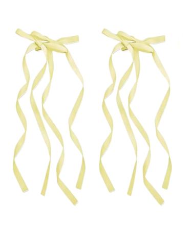 amangul Bows Ribbon Hair Clip Ribbon Barrettes ws Hair Clip ws Barrettes wtie Hair Clip ws hairpin Ribbon Hair ws(Yellow)