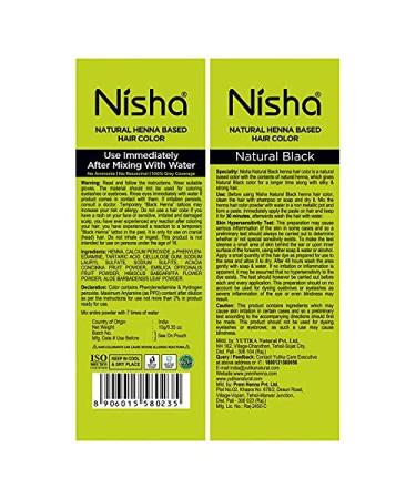 Nisha Natural Henna Based Hair Color (Natural Black) 10GM Pack of 10   Ounce (Pack of 10) Natural Black