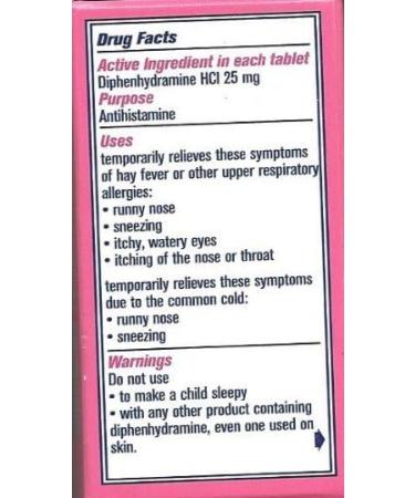 Diphenhydramine 25mg Allergy Antihistamine Medicine - 72 Tablets - Buy Online on GoSupps.com