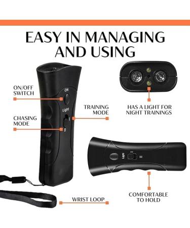 Ultrasonic Anti Barking Control Device Bark Control Training Pet Trainer Handheld Dog Multi-Functions Silent Commands with LED Flashlight and Strap for Pet Indoors and Outdoors - Buy Online on GoSupps.com