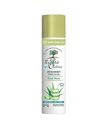 LE PETIT OLIVIER - Freshness Deodorant - Aloe Vera - Proven Effectiveness 24 hours - Alcohol-Free - Anti-Traces - 98% Natural Origin - Skin-Friendly - Made in France - 75 ml
