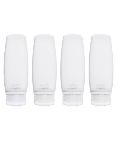 Silicone Travel Bottles for Toiletries TSA Approved Travel Size Containers Set 4 Pack Portable Leak Proof Refillable Cosmetic Squeeze Bottles Shampoo Hair Conditioner Body Lotion Bath Shower Gel 4*White 100ml