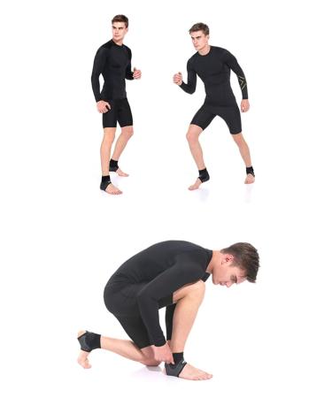 Ankle Support Compression Brace for Men & Women | Elastic Foot Sleeve for Sprains & Plantar Fasciitis Recovery - Black Right Medium - Buy Online on GoSupps.com