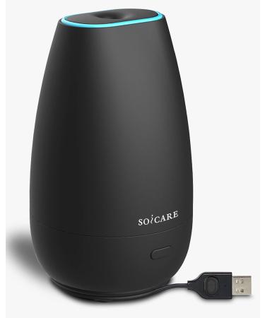SOICARE Car Diffuser (2nd Generation), Small Portable Car Essential Oil Diffuser with Built-in USB Cable, Mini Aromatherapy Air Scent Humidifier Diffuser for Travel/Office/Home (Elegant Black)
